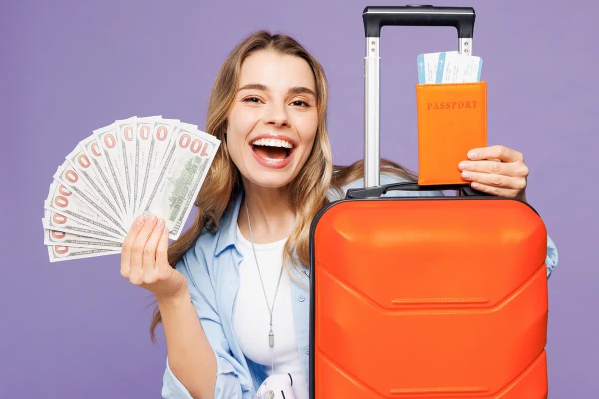 Traveller with 100 USD bills